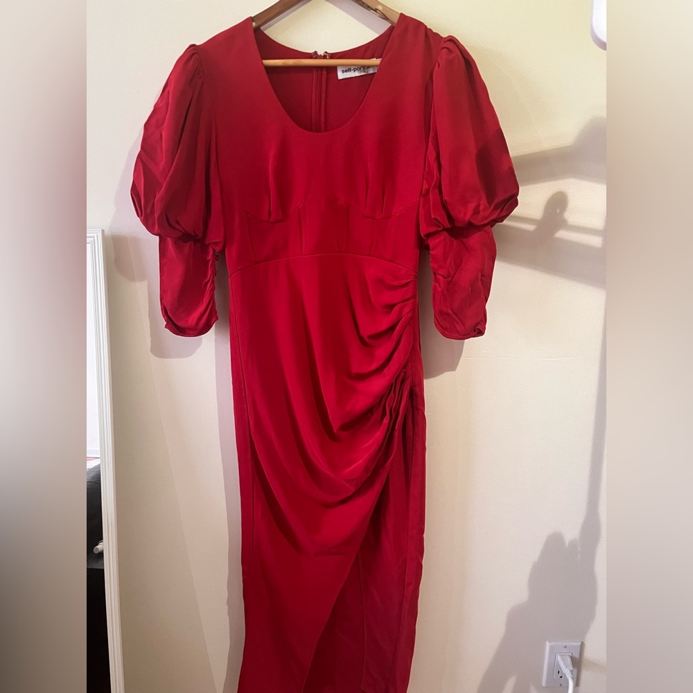 Self Portrait Red Midi Dress Size 6 - Picture 7 of 8